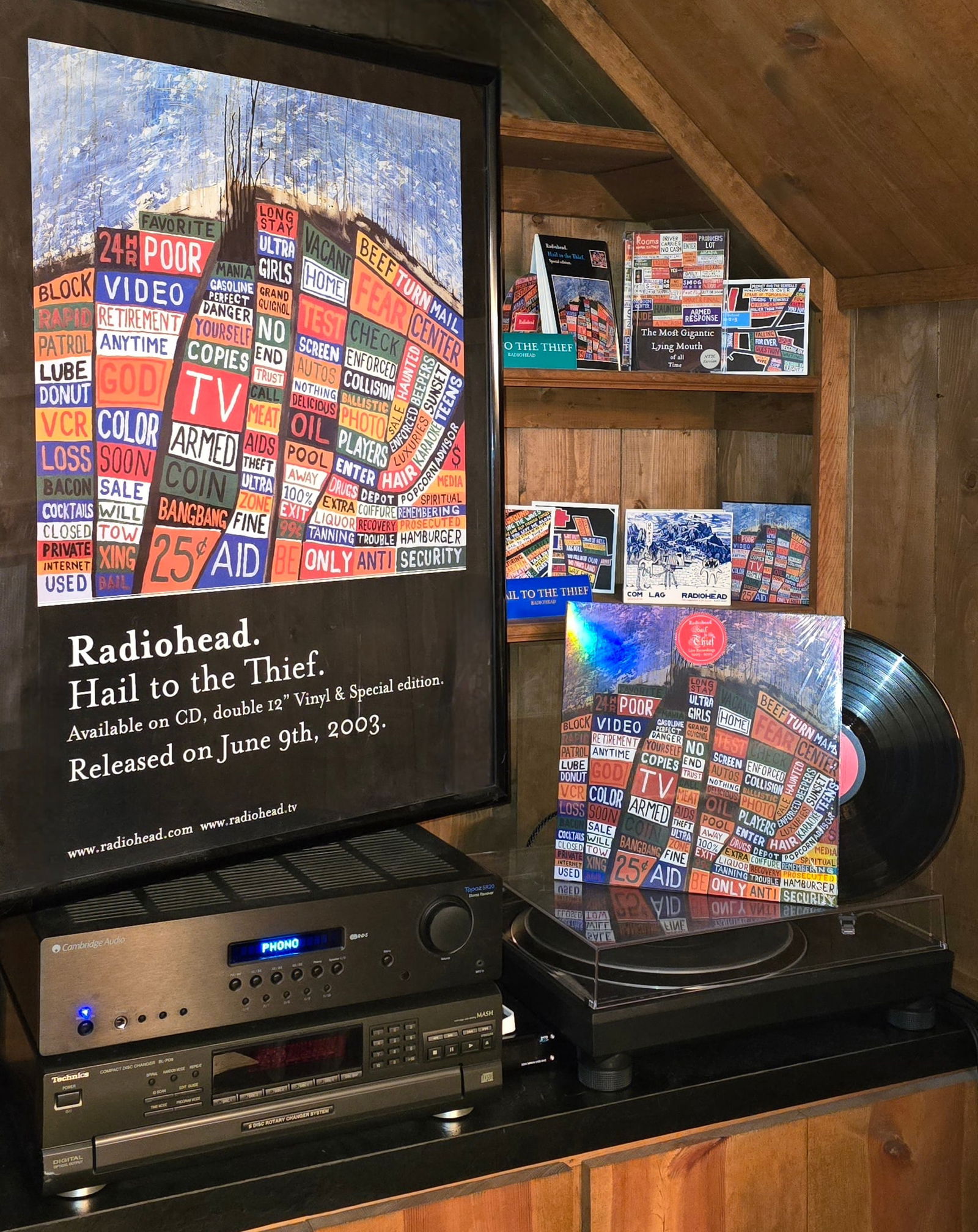 Radiohead - Hail To The Thief (Live Recordings 2003-2009) Vinyl LP: Gorgeous foil jacket that causes light to dance across the artwork of arguably Radiohead's greatest work. In original Shrink with hype sticker. Will be shipped safe and sound in a whiplash mailer