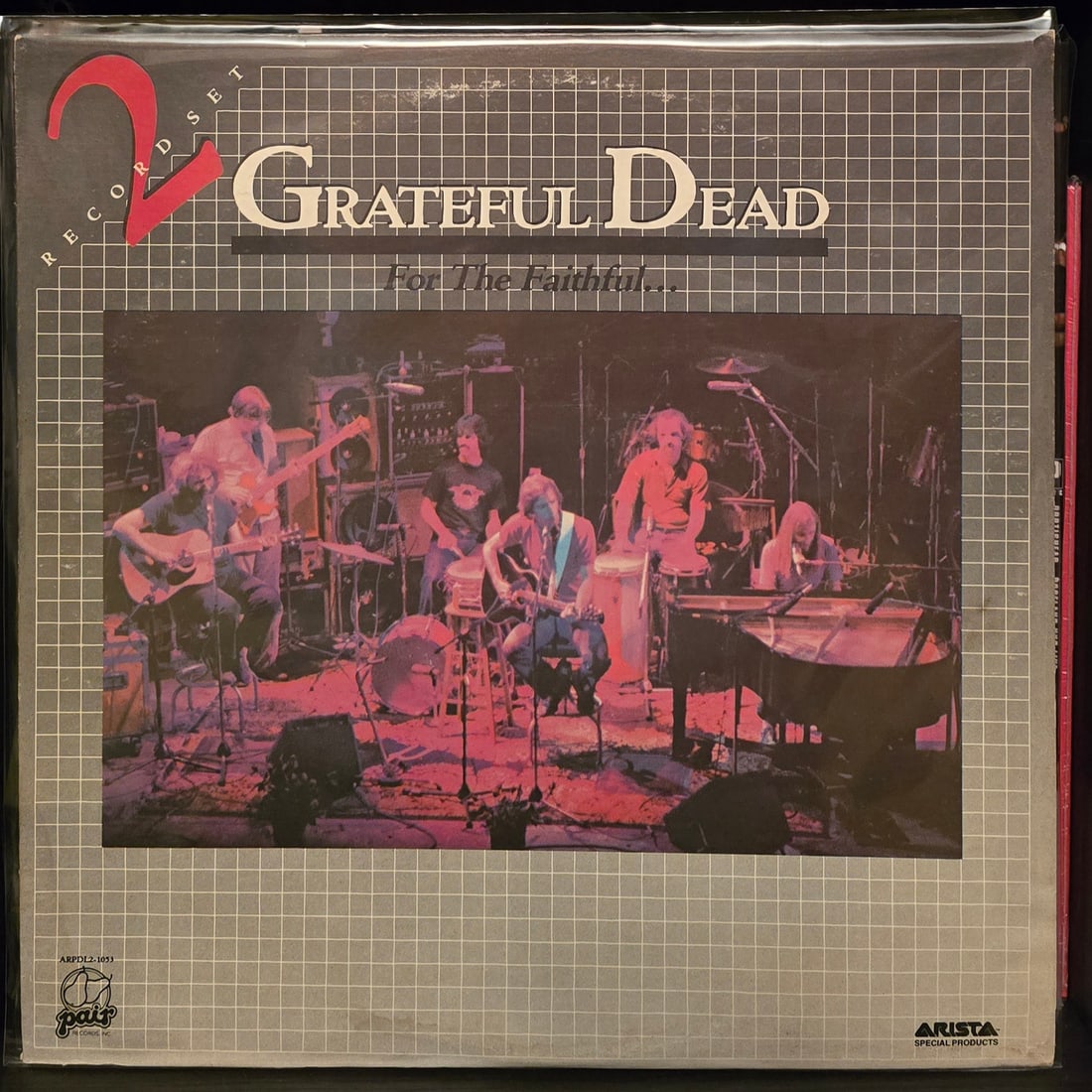 Grateful Dead - For The Faithful - 1984 - 2LP Vinyl: For the unfamiliar, this is Reckoning dressed up with a different cover. Apparently, the record company thought it would sell better if they swapped the front and back cover images and added gaudy 80'
