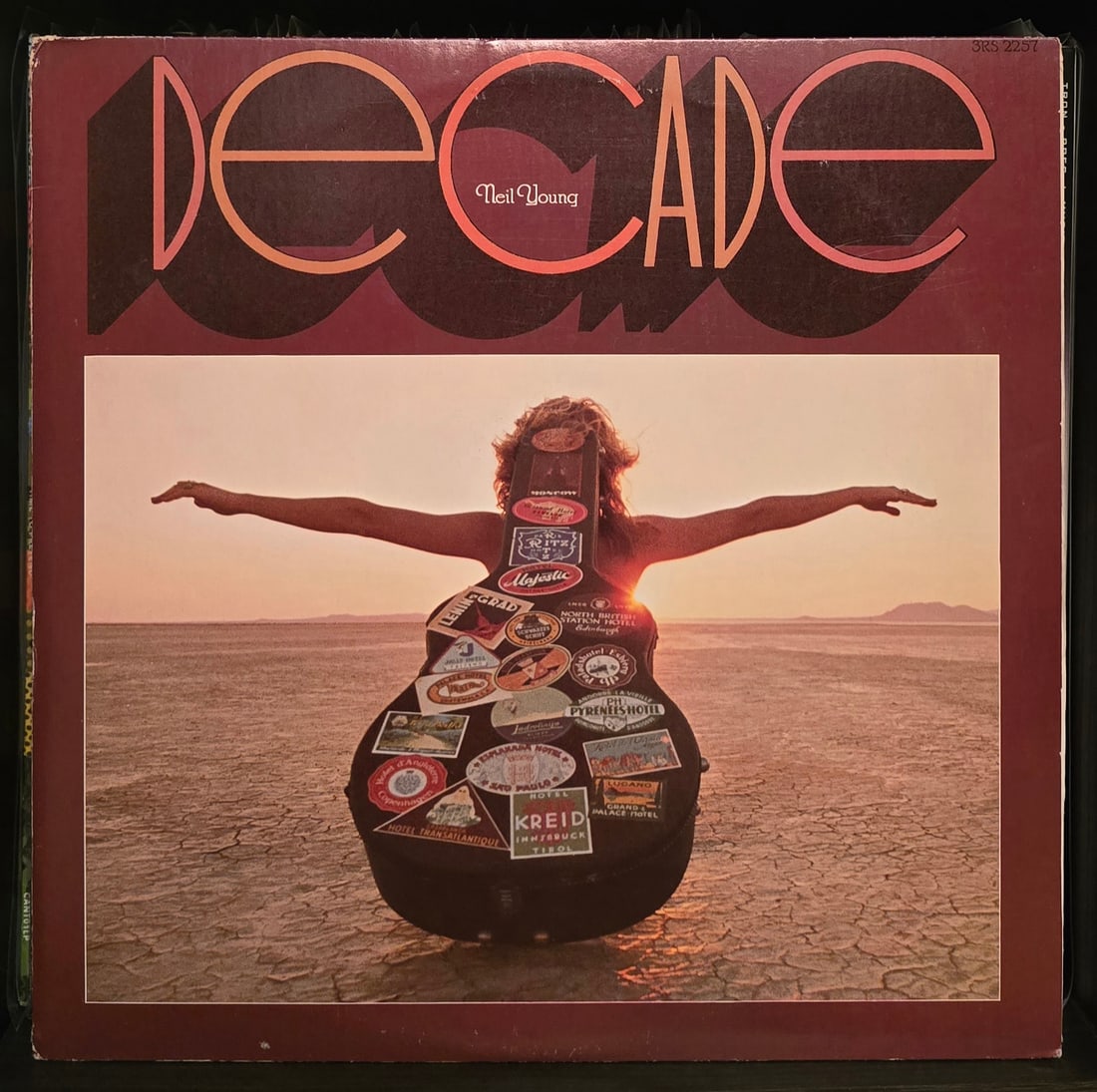 Neil Young - Decade - 3LP Vinyl: An iconic compilation from Neil Young's greatest decade of music. Likely a 1980s repress, clear plastic inner sleeves.Brown Steamboat Label. Vinyl is VG+. Sleeve is a strong VG. No seam splits but som