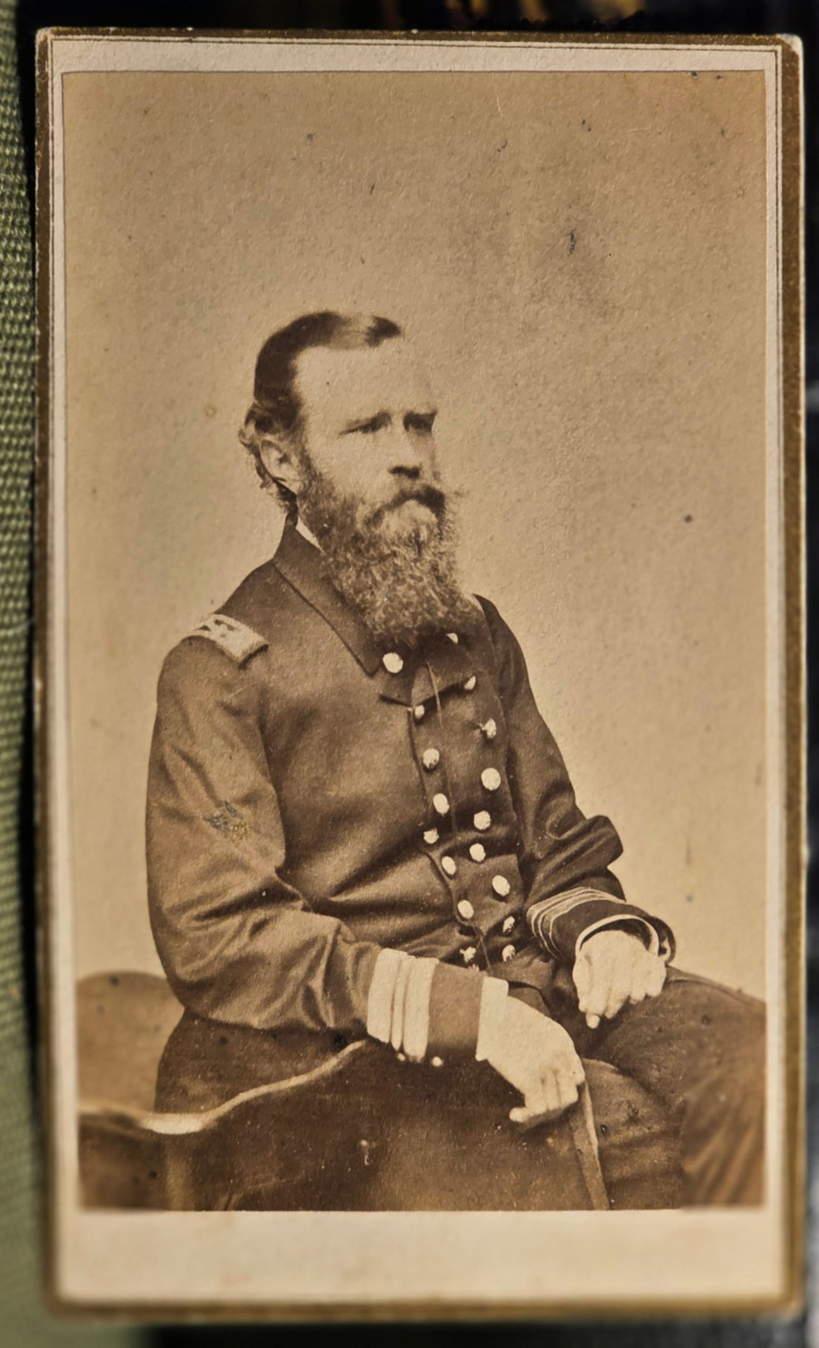 Find Civil War seated portrait CDV photo of John Warden commander of the monitor: A really top drawer image of John Warden who commanded the monitor in the famous battle of the Monitor and the Merrimack. Has a d. Appleton New York photographers imprint. $25 for packing and UPS ship