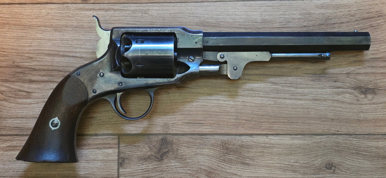 Investment grade high finish Rogers and Spencer Army revolver: All matching serial numbers except the cylinder. Roughly 1/3 of these Rogers and Spencer revolvers have mismatched cylinders or loading levers. This was caused by Bannerman disassembling and reassembl