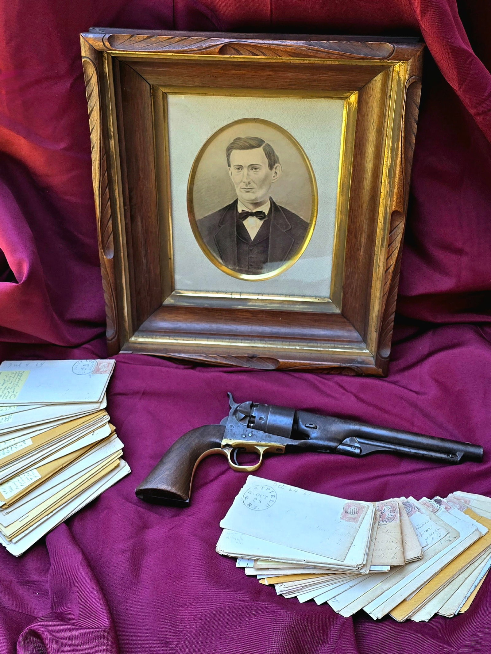 Superb 9th New York Cavalry Gettysburg Colt, Portrait, and 60+ Letters: Fresh From the Family. This soldier's Great Great Granddaughter and her husband personally delivered this set to me today as I type this. The material has never been on the collector market previously