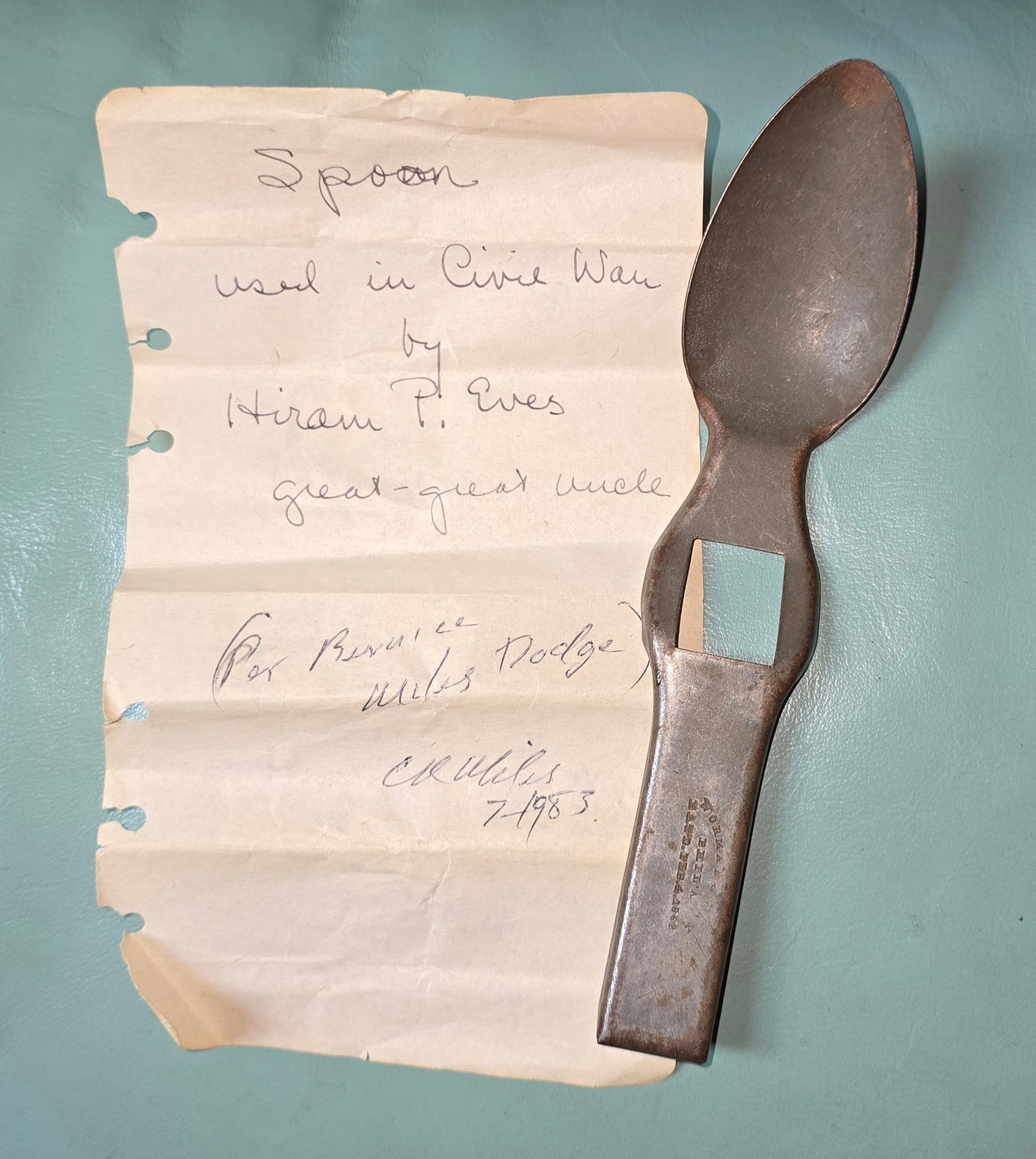 Hiram P. Eves' Mess Spoon 15th Pennsylvania Cavalry (1 of 7)