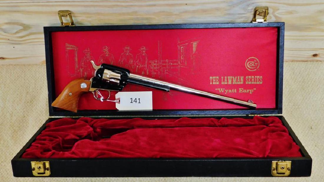 Colt Lawman Wyatt Earp: Colt Lawman Wyatt Earp, 22 Caliber, 12", Nickel/B SN: 1622LWE, In Display Case, Revolver, NIB