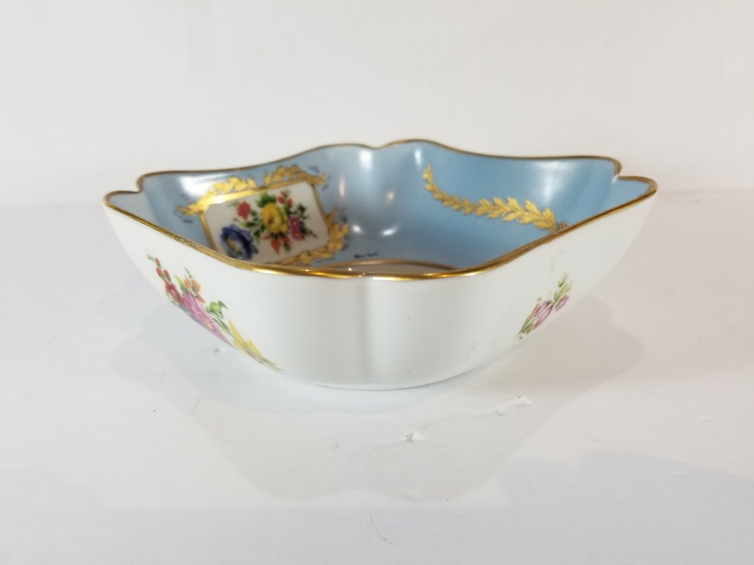 Antique Limoges France Porcelain Dish: Antique Porcelain Dish- Gold gild- Hand made- Hand Painted and detailed flowers- size approx: 2.5\" x 6.5\" x 6.5\"