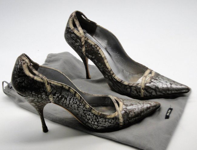 Miu Miu by Prada Women's Shoes Sz 9-Retail $790.00: Miu Miu (by Prada) Women's Shoes -Size 9 (European sz 39) -Made in Italy -Color: Silver/Gray -Heel Size Approx: 4 inches -Condition Good (Authentic Pre-owned) -Comes with original Miu Miu dust bag -Co
