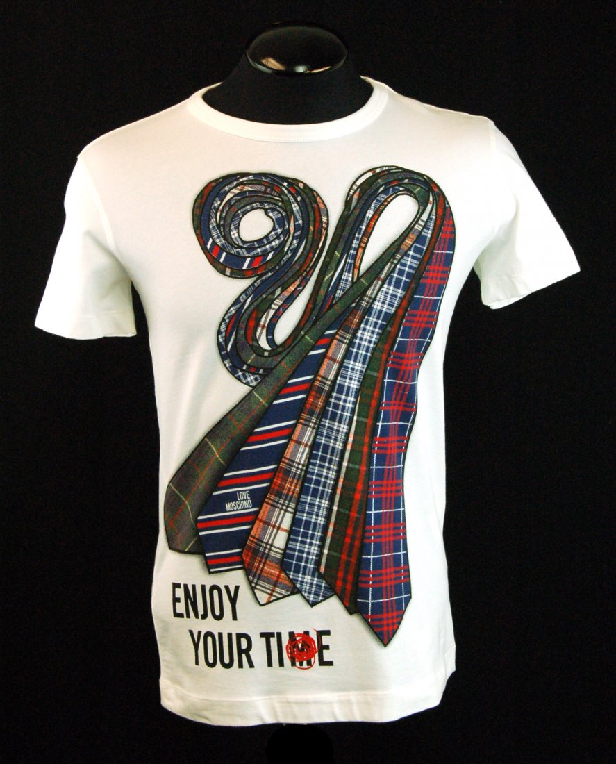 MOSCHINO Men's Designer T-Shirt-Sz S-$275.00: Men's Designer MOSCHINO T-Shirt-Made in Italy-Custom Graphics-100% Cotton-Size: S-Condition: New With Tags -Retail: $275.00