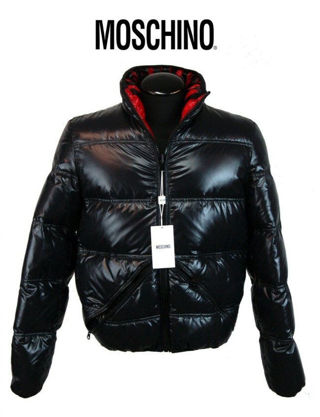 MOSCHINO Men's Designer Jacket-Med Sz 38- $1,195.00: Men's Designer MOSCHINO Reversible Puffer Jacket-Made in Italy-Black Color Exterior with Red Interior-Genuine Goose Down Filled - Nylon -Size: 48 (EU) 38 US - M-Condition: New With Tags -Retail: $1,19