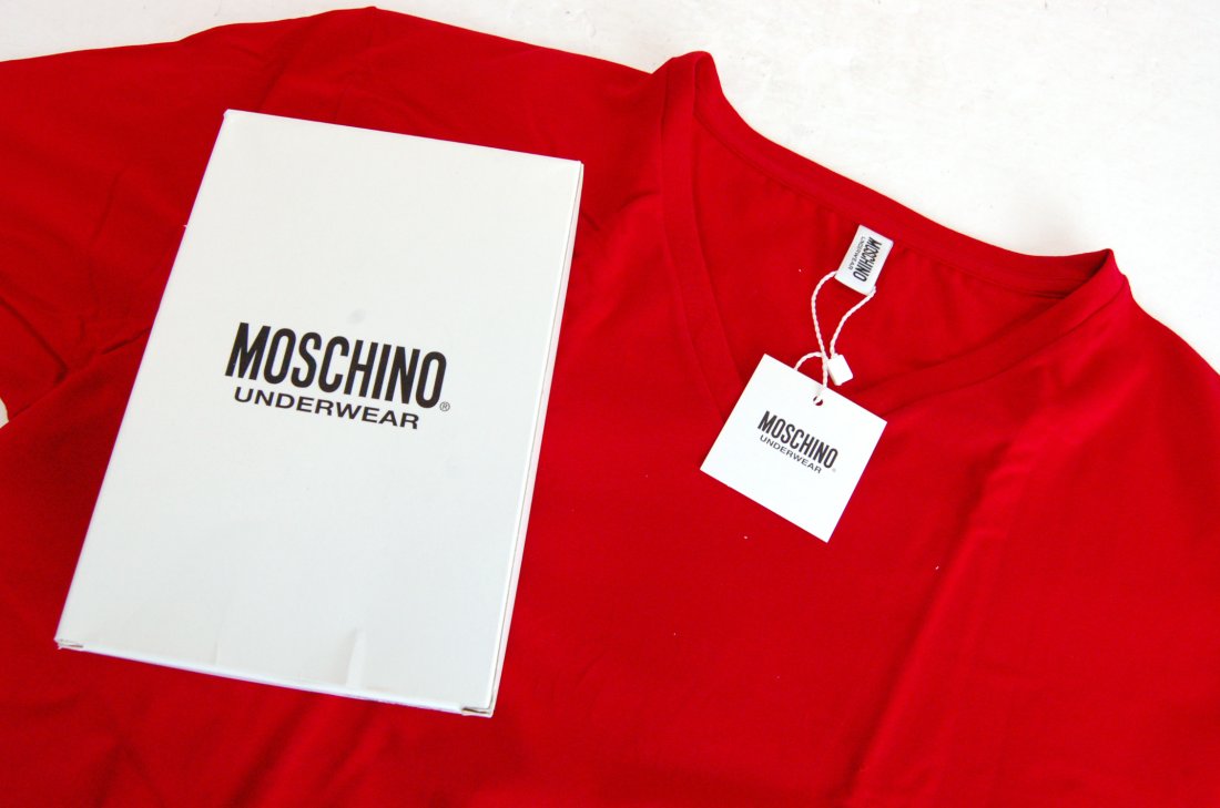MOSCHINO-Underwear-Men's Designer V Neck T-SHIRT-M-$195 (1 of 4)