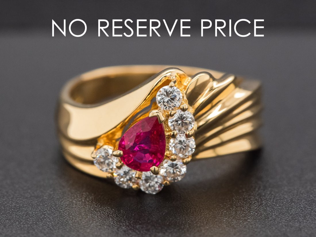 0.75tcw - Ruby & Diamonds - 18K Yellow Gold NO RESERVE (1 of 4)