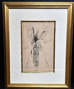 Elbert Weinberg Original Painting: Elbert Weinberg Angel Art. Hand signed in pen.