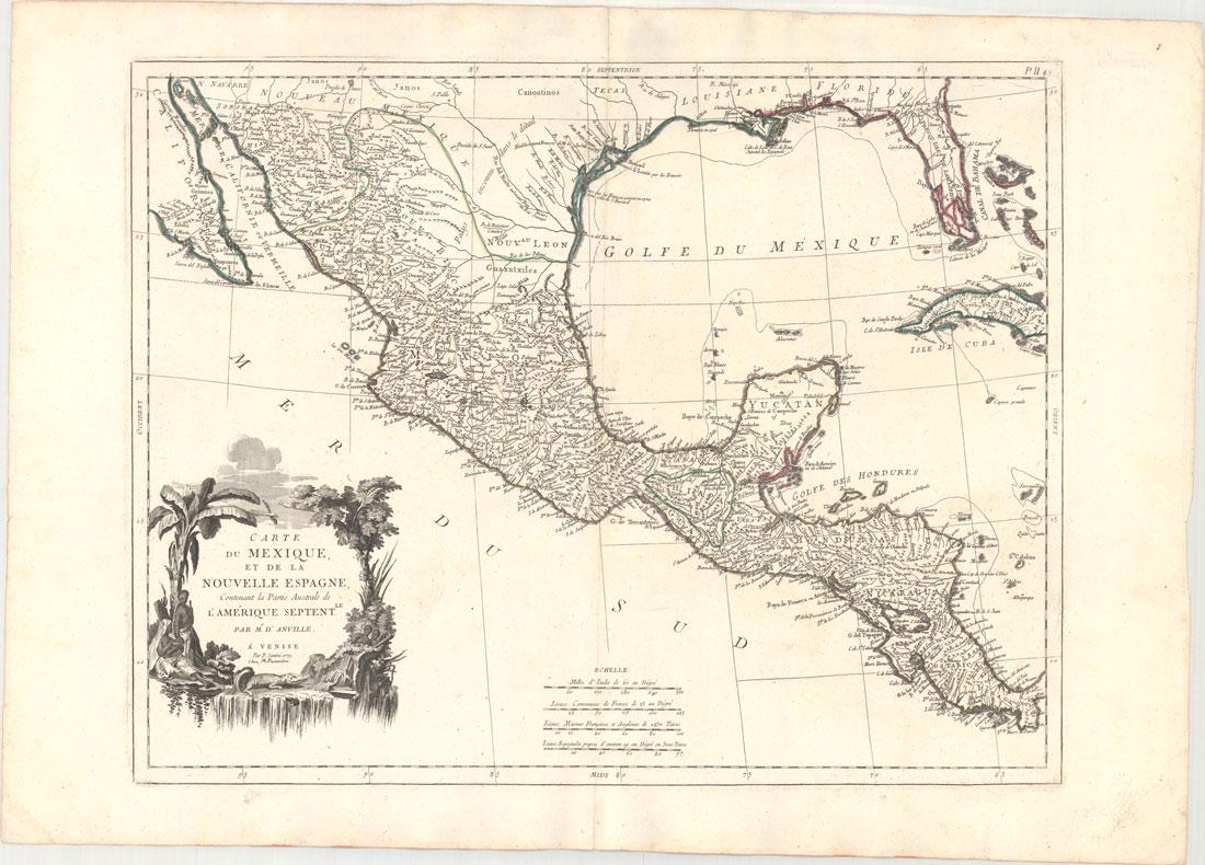 MAP - Southern US & Mexico. D'Anville (1 of 1)