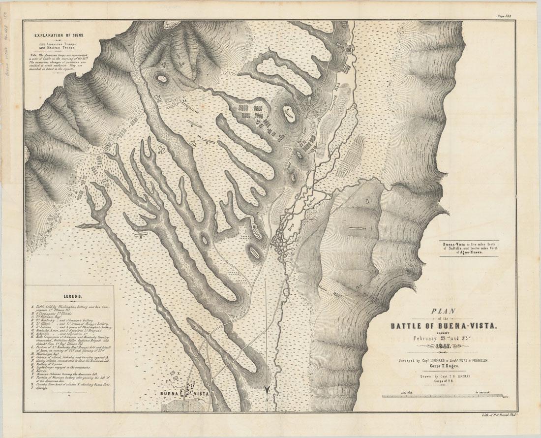 MAPS, Mexico, U.S. Government: Mexico, Mexican-American War. U.S. Gov., [Lot of 2] Plan of the Battle of Buena-Vista, Fought February 22nd and 23rd 1847 [and] Survey of the Mexican Lines of Defence at Cerro Gordo, and the Lines of 