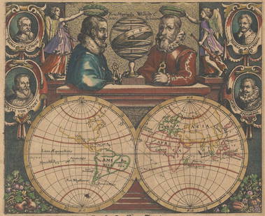 MAP, World, Bry: This catalog is "VIEW ONLY" on LiveAuctioneers - bids must be placed at oldworldauctions.com. World. Theodore de Bry, [World] Historische Beschreibung/ der Wunderbarlichen Reyse/ Welche von Einem