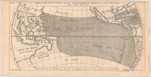 MAP, World, Prevost: This catalog is "VIEW ONLY" on LiveAuctioneers - bids must be placed at oldworldauctions.com. World. Anton Francois Prevost, [Lot of 2] Representation du Cours Ordinaire des Vents de Traverse qui