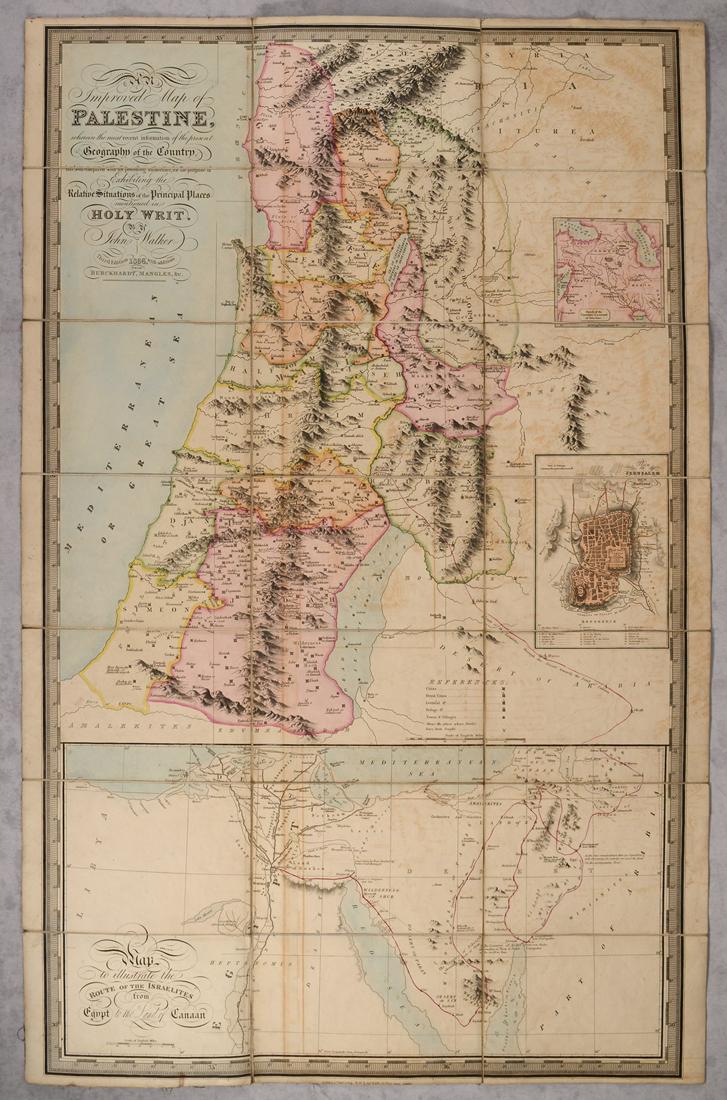 MAP, Holy Land, Walker: Rare 19th Century Map of the Holy Land - Separately Issued. Holy Land. John Walker, An Improved Map of Palestine, Wherein the Most Recent Information of the Present Geography of the Country..., 1836 (