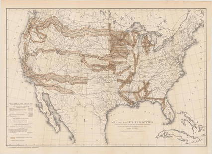 MAP, US, Donaldson: THIS CATALOG IS "VIEW ONLY" ON LIVEAUCTIONEERS - BIDS MUST BE PLACED AT OLDWORLDAUCTIONS.COM. United States. Thomas Donaldson, Map of the United States Exhibiting the Grants of Lands Made by the Gener