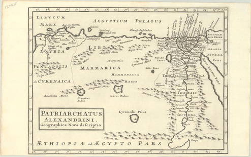 MAP, Africa, Moll: Northern Africa. Herman Moll, Patriarchatus Alexandrini. Geographica Nova Descriptio, from The Works of the Learned Joseph Bingham..., 1726 (published). Black & White. Engraved in Herman Moll's unmist