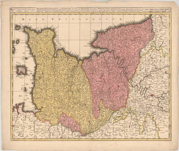 MAP, France, Valck: Northwestern France. Valck, Normannia Ducatus, tum Superior ad Ortum, tum Inferior ad Occasum, Praefectura Generalis; in qua Distinctissime Exhibentur ejus Archiepiscopatus Rothomagensis..., 1700 (cir