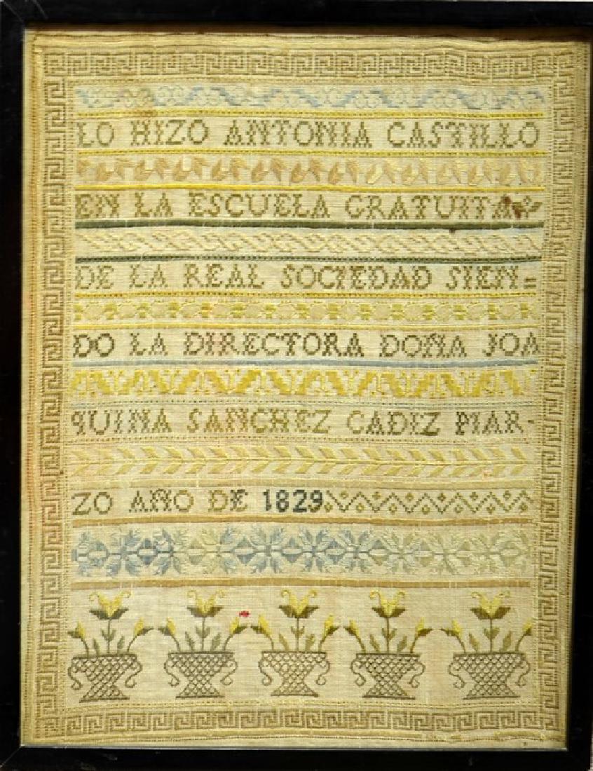 A rare Spanish sampler by Antonia Castillo,1829, Cadiz (1 of 3)