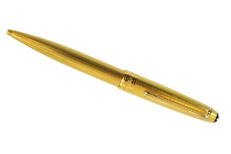 Montblanc Meisterstuck Solitaire 144, gold plated: Montblanc Meisterstuck Solitaire 144, gold plated barley turned ballpoint pen, circa 1980, clip marked W Germany