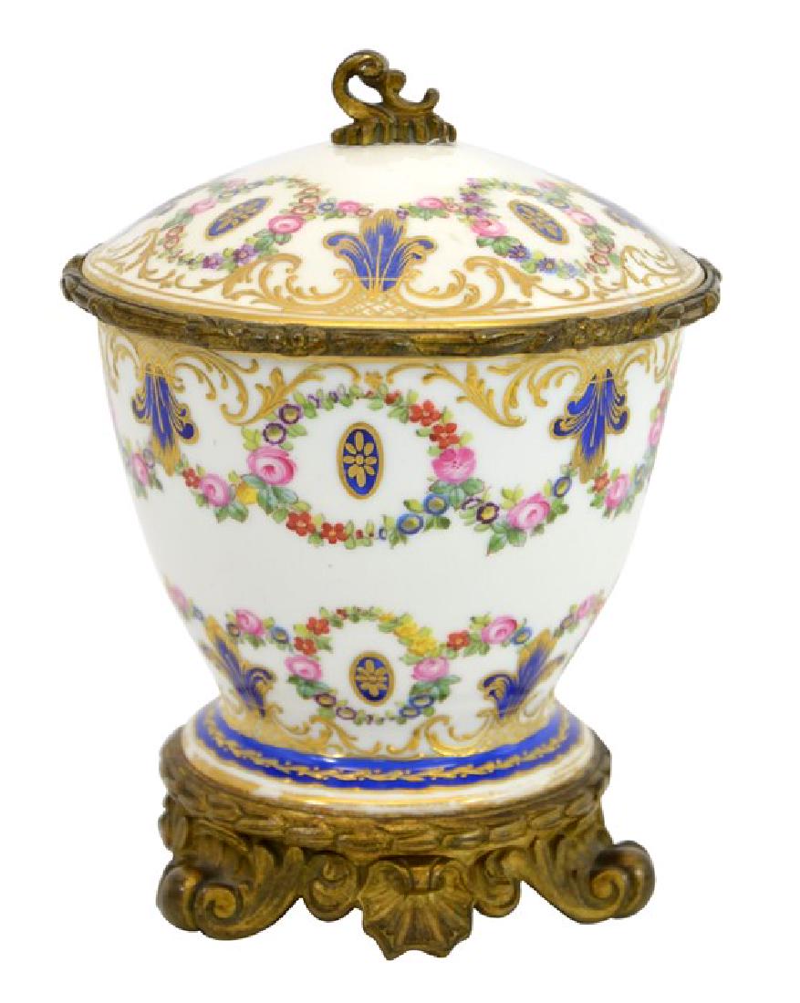 A Sevres type French porcelain sucriere and cover, (1 of 6)