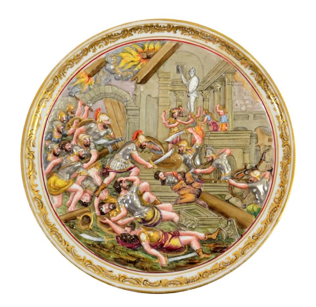A Naples, Capodimonte type relief moulded plate, The (1 of 3)