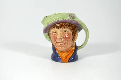 A Royal Doulton small character jug, Pearly Girl, with: A Royal Doulton small character jug, Pearly Girl, with lime green hat, 8cm high