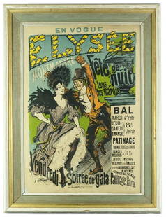 Adolphe Willette (1857-1926), Elysee Montmartre, Fete: Adolphe Willette (1857-1926), Elysee Montmartre, Fete de Nuit, poster, circa 1890, colour lithograph, published by Edward Ancourt, Paris, 56cm x 38cm, framed Provenance: Christie's stencil verso