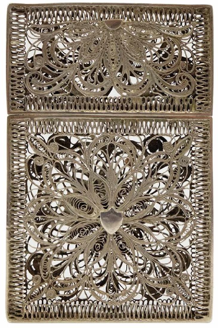 A 19th century silver filigree card case, open floral (1 of 2)