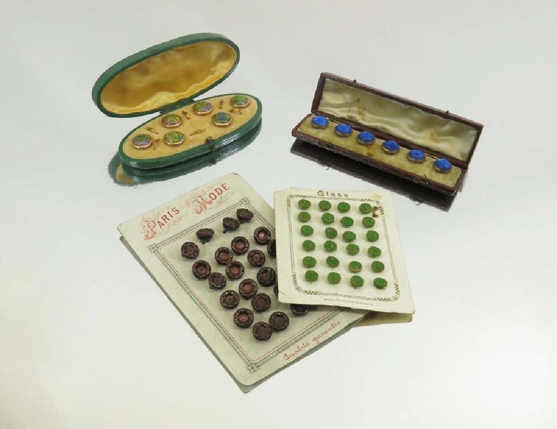 Glass buttons including two cased button sets and two (1 of 5)