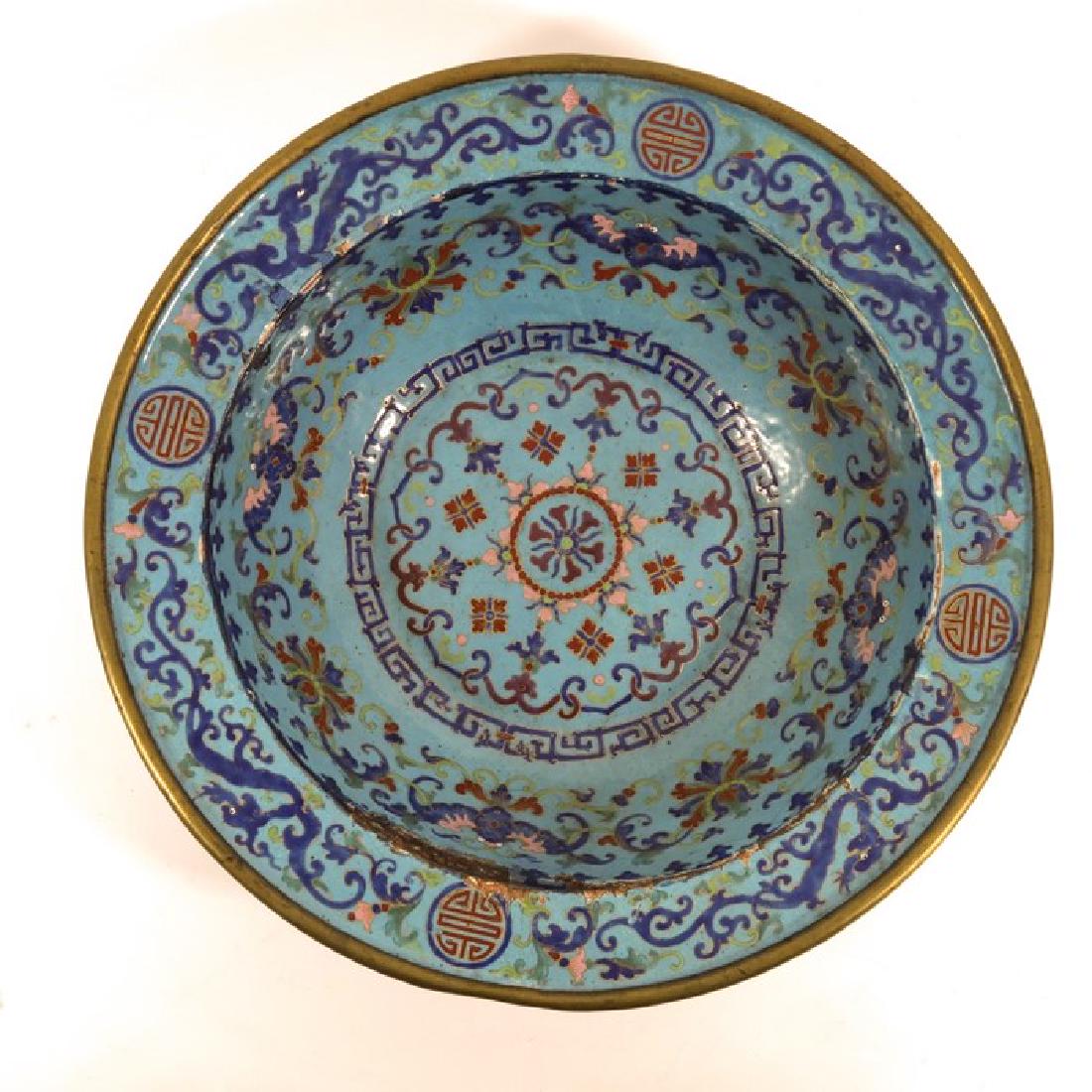 A large Chinese enamelled basin, Qianlong, blue with (1 of 6)