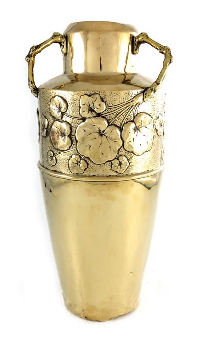 WMF, a large Jugendstil brass vase, model 25, (1 of 5)