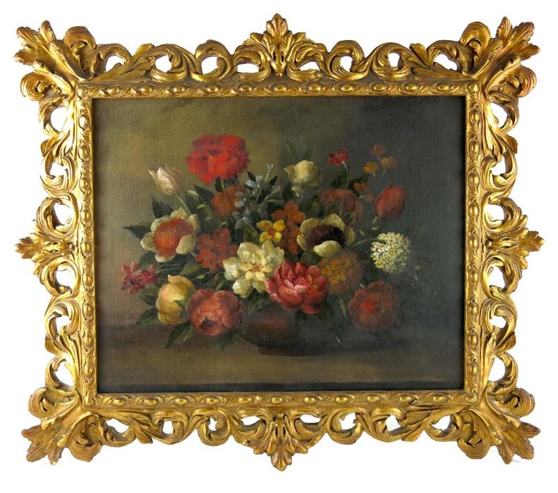 Dutch School, Still Life with Flowers, oil on canvas,: Dutch School, Still Life with Flowers, oil on canvas, signed Jan van N?, 40cm x 50cm, framed