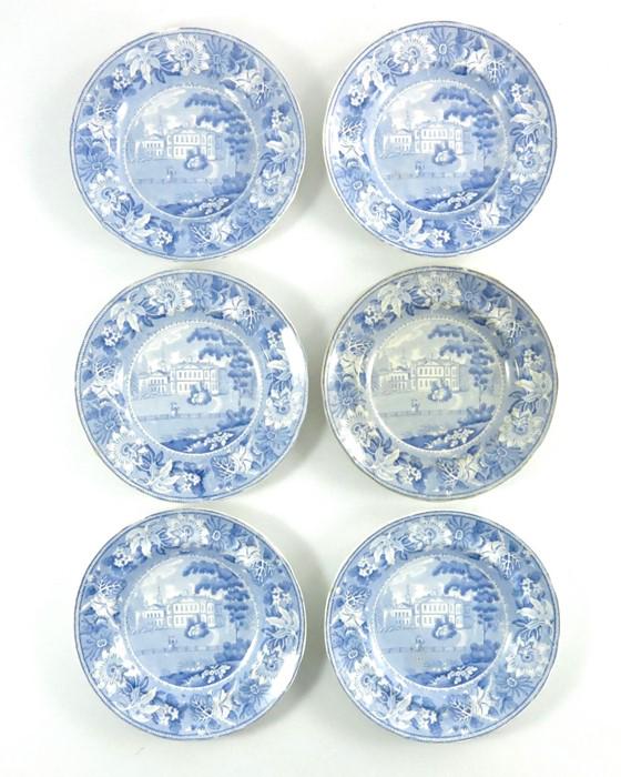 Six Staffordshire blue and white tea plates, Gubbins Dec 07, 2019