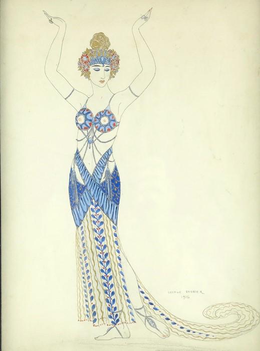 George Barbier (1882-1932), Costume Design, Oriental: George Barbier (1882-1932), Costume Design, Oriental Dancer, watercolour and ink, signed and dated 1916, 32cm x 24cm, framed