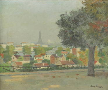 Rene Durey (1890-1959), Vue sur Paris depuis Meudon,: Rene Durey (1890-1959), Vue sur Paris depuis Meudon, oil on canvas, 1950, signed, 38cm x 45cm, framed Provenance: Marlborough Fine Art Ltd., label verso