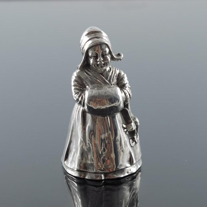 A Continental silver figural bell, modelled as a Dutch (1 of 5)