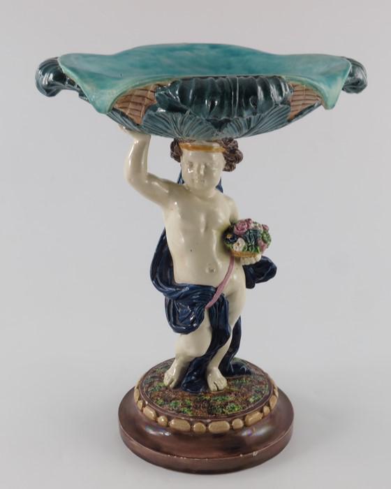 Thomas Sergent, a majolica figural comport, modelled as (1 of 7)