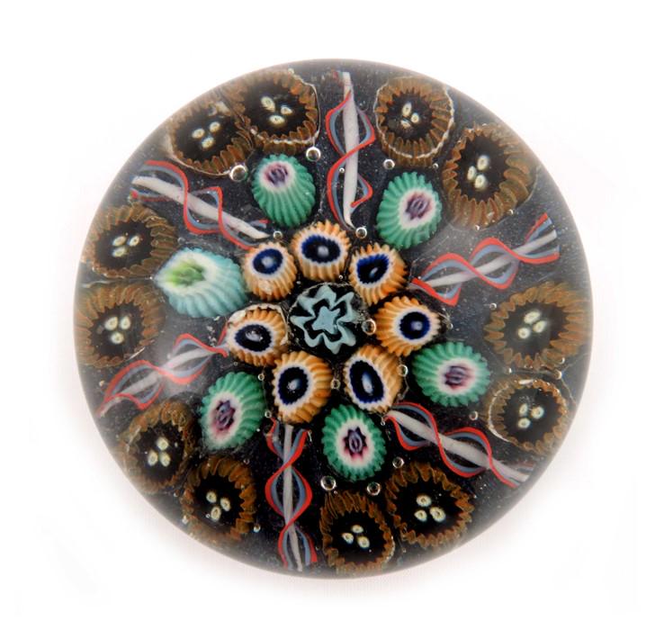 Paul Ysart, concentric millefiori paperweight with (1 of 6)