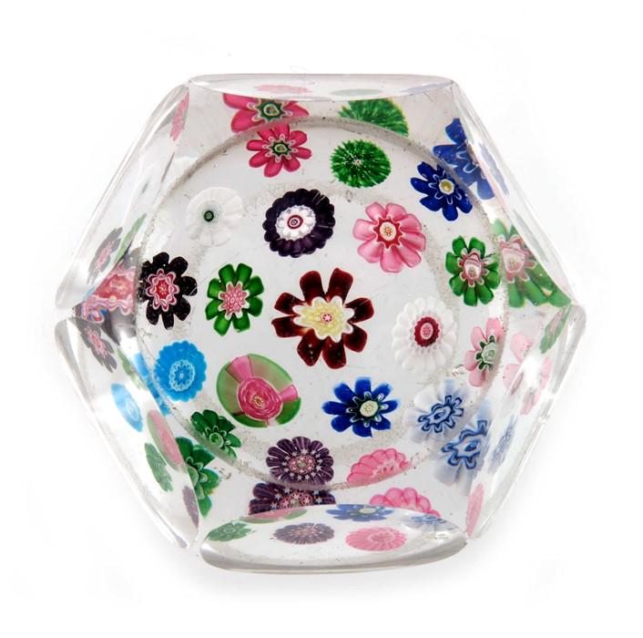 Clichy, spaced millefiori faceted paperweight, (1 of 7)