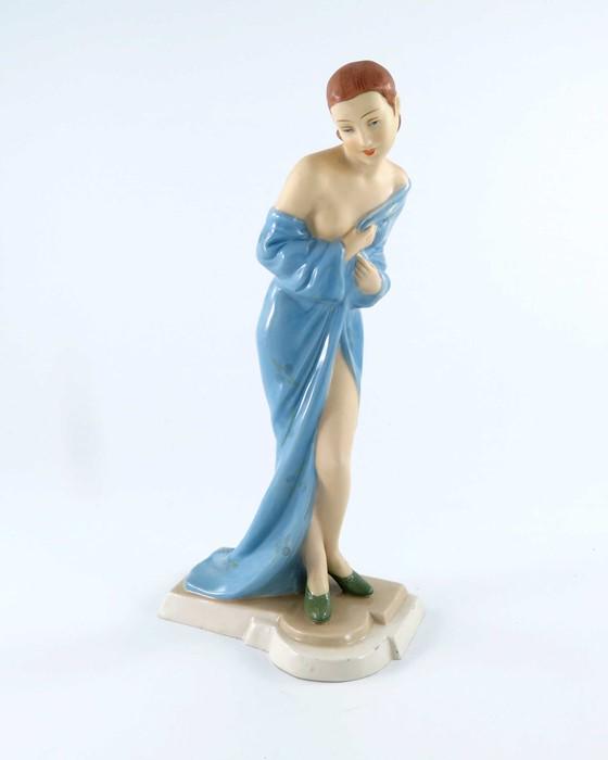 Schaff for Royal Dux, an Art Deco figure of a semi nude: Schaff for Royal Dux, an Art Deco figure of a semi nude woman, impressed marks, 3293, 31cm high