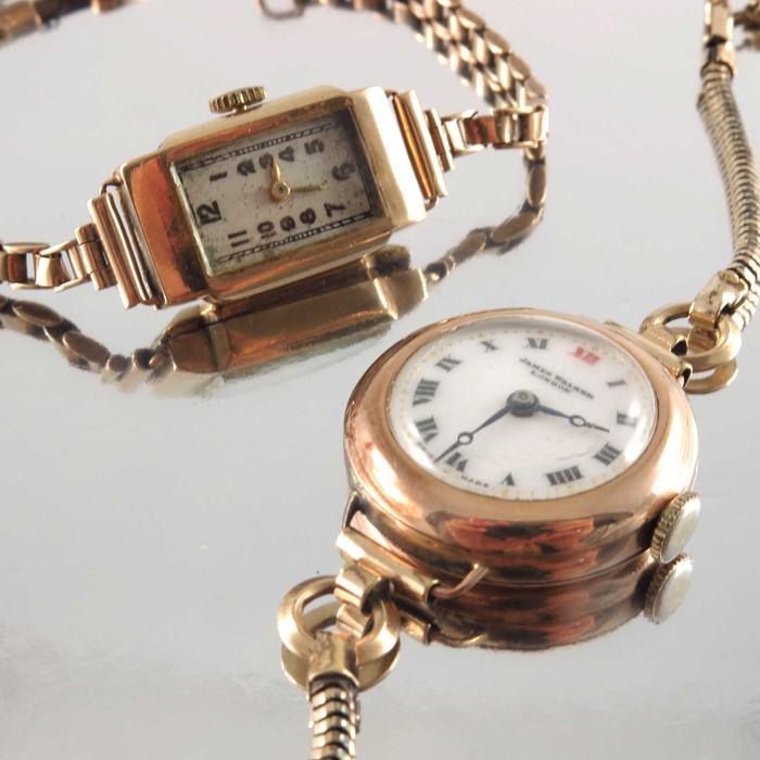 Two early 20th century 9ct gold wrist watches, (1 of 3)