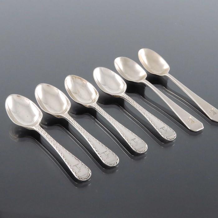 A set of four Victorian silver egg spoons and a pair of (1 of 4)