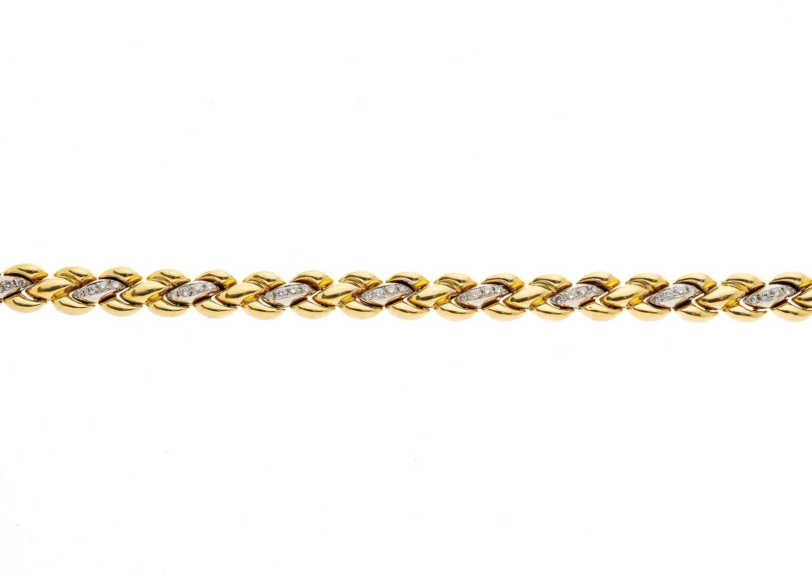 Chimento, an 18ct gold brilliant-cut diamond bracelet,: Chimento, an 18ct gold brilliant-cut diamond bracelet, estimated total diamond weight 0.60ct, signed Chimento Mod. Dep., Italian marks, 19cm, 21.8g
