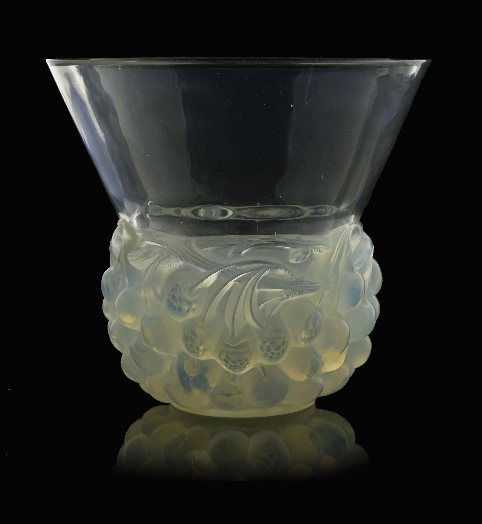 Rene Lalique, a Cerises opalescent glass vase, mod (1 of 5)
