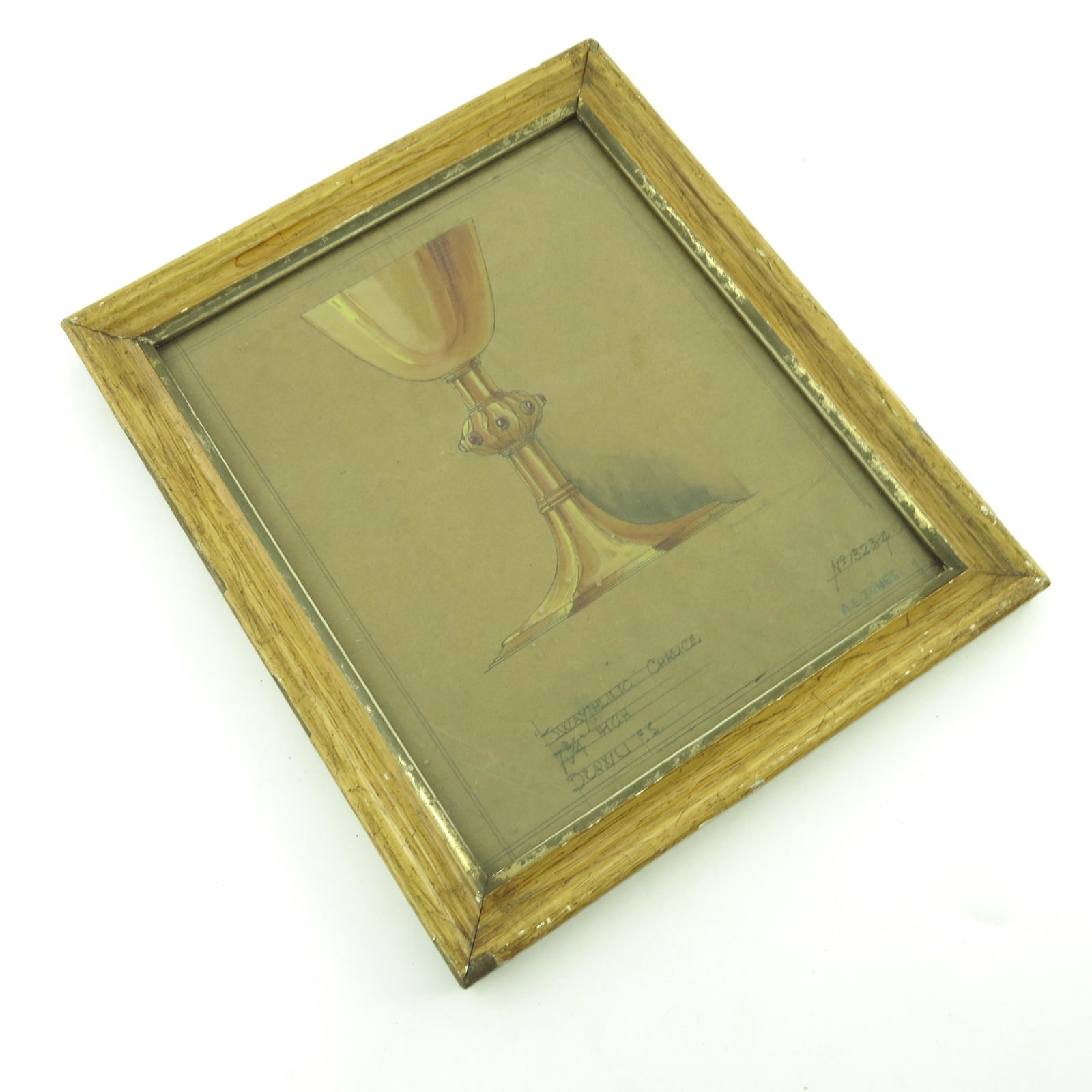 A..E.. Jones (British, late 19th Century: A..E.. Jones (British, late 19th Century), design for the Swaythling Chalice', signed l.r., watercolour and pencil on paper, 30 by 23cm, framed