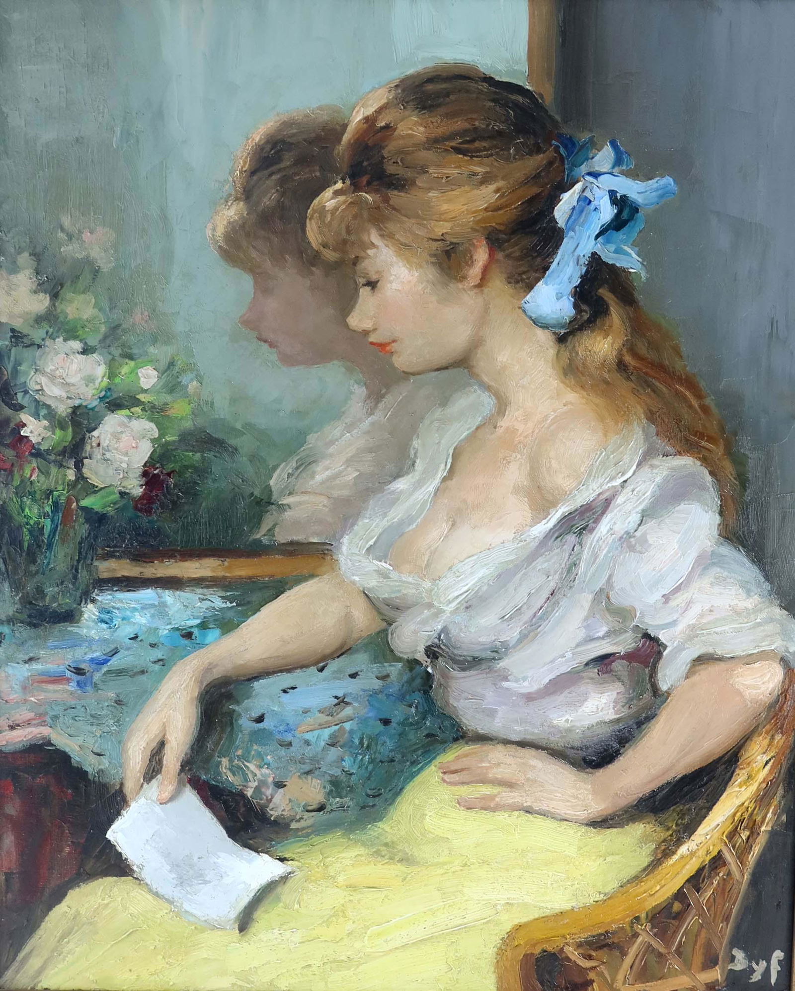 Marcel Dyf (French, 1899-1985), Jeune Fe: Marcel Dyf (French, 1899-1985), Jeune Femme Lisant, signed l.r., oil on canvas, 73 by 60cm, framed. Provenance: with Frost & Reed