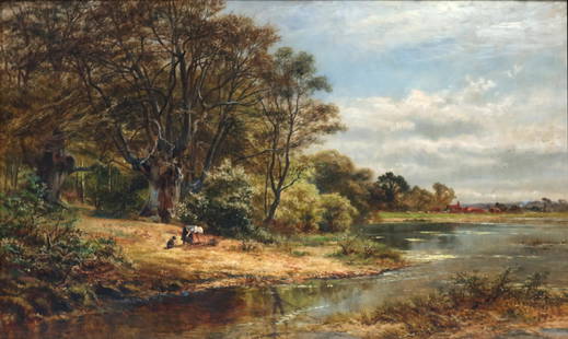 Robert Gallon (British, 1845-1925), Summ: Robert Gallon (British, 1845-1925), Summer Time on the Aran ,signed l.l., titled on the fillet, oil on canvas, 60 by 100cm, gilt frame