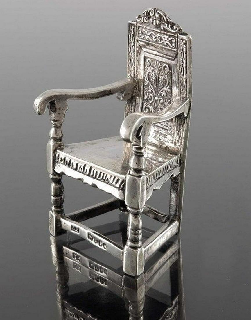 A Victorian silver miniature chair, John (1 of 5)